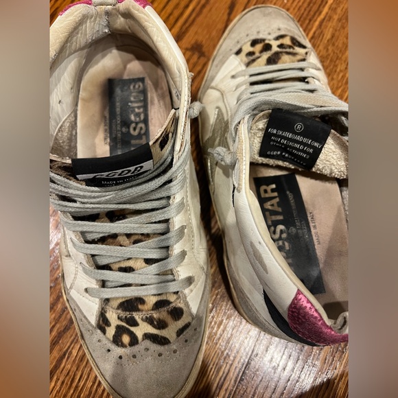 Golden Goose Mid Leopard Print Sneakers with silver Star - Picture 6 of 7